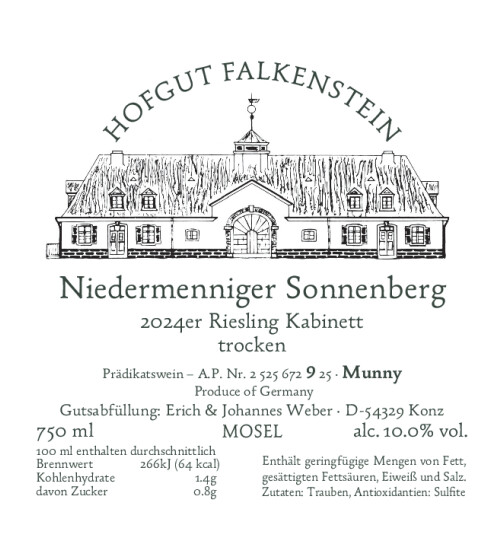 Riesling Kabinett trocken Niedermenniger Sonnenberg 2024 (Fass "Munny" AP9) HOFGUT FALKENSTEIN