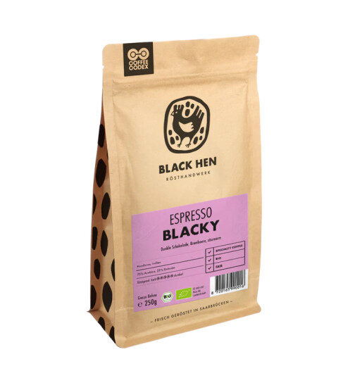 Bio Espresso - "Blacky" ganze Bohnen 250g Black Hen