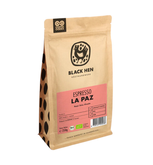 Bio Espresso - "La Paz" ganze Bohnen 1kg Black Hen