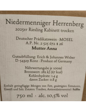 Riesling Kabinett trocken Niedermenniger Herrenberg 2025...