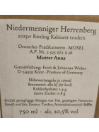 Riesling Kabinett trocken Niedermenniger Herrenberg 2025 (Fass "Mutter Anna" AP1) HOFGUT FALKENSTEIN