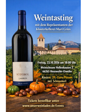 Ticket: Freitag 23.10.2026: Weintasting mit dem...
