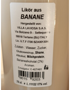 Likör Panna e Banana (Sahne und Bananen) 0,7L VILLA...