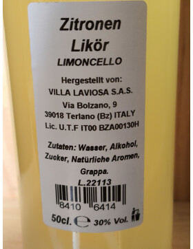 Likör Limone (Zitrone) 0,5L VILLA LAVIOSA