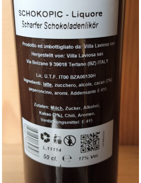Likör Schokopic (dunkle Schokolade mit Chili) 0,5L...