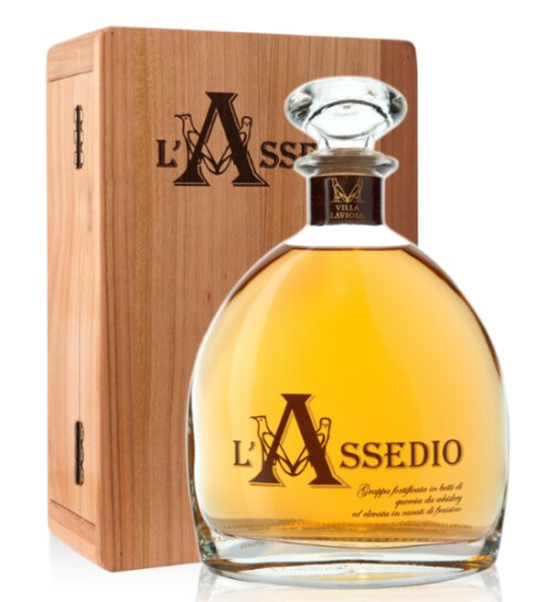 Grappa L´Assedio Barrique mit Kirschholzschachtel limitiert 450 Fl. 45% 0,7l VILLA LAVIOSA